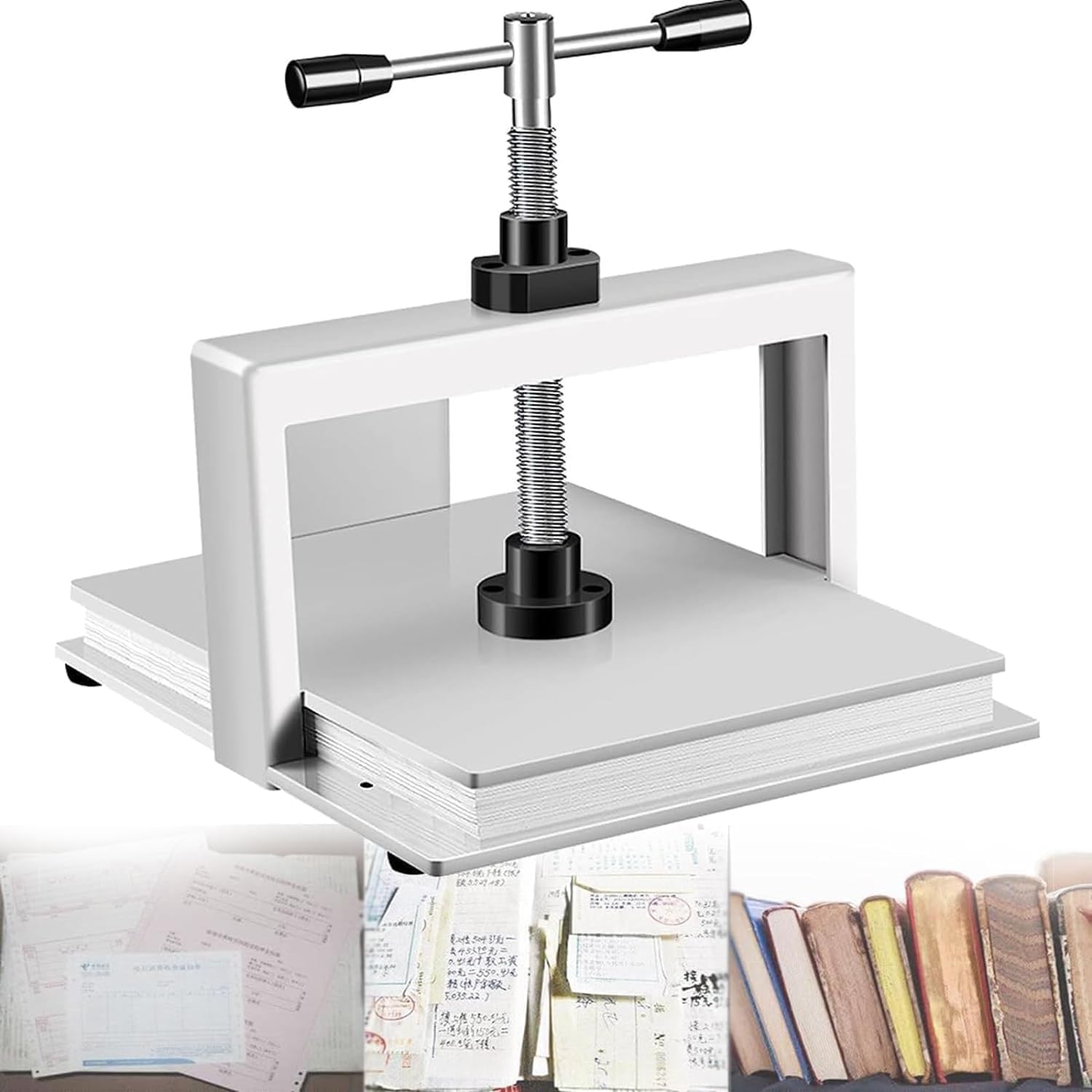 A4 Manual Paper Flat Press Machine, Bookbinding Press Machine, Heavy Duty Bookbinder 1500kg Pressure, for Nipping Vouchers Books