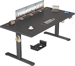 TRIUMPHKEY Height Adjustable Desk, Office Desk, 160 x 80 cm, USB Socket, 3 Memory Controls, Electric Desk, Height Adjustable, Anti-Collision, Computer Table