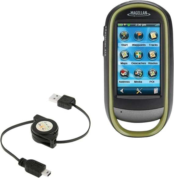 BoxWave Cable Compatible with Magellan eXplorist 610 - miniSync, Retractable, Portable Sync Cable