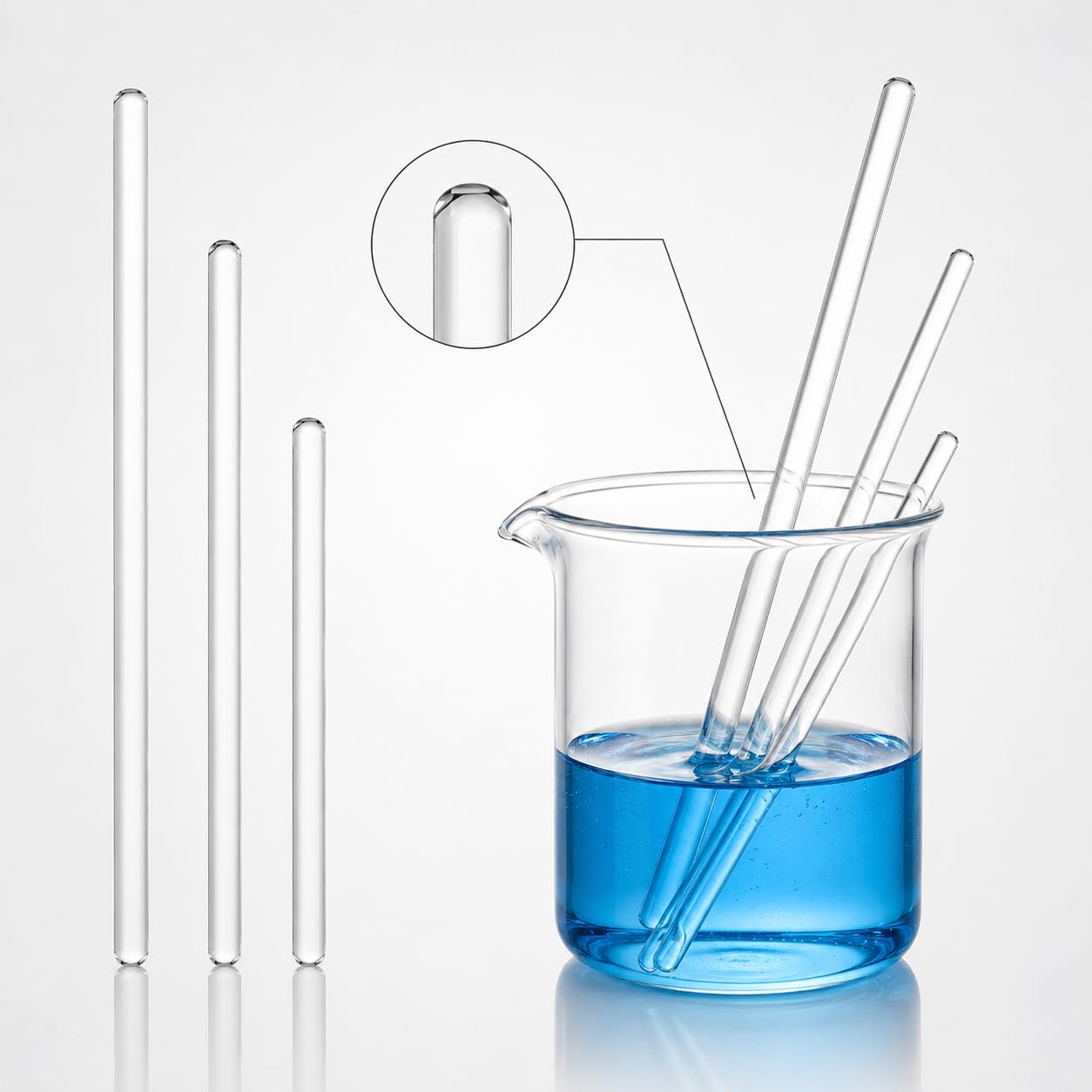 Bacchette Agitazione Vetro Trasparente 5mm Esperimenti Scienza-50Pcs 25cm | Bacchetta in Vetro Multiuso per Trasferimento Liquidi e Guida Filtrazione