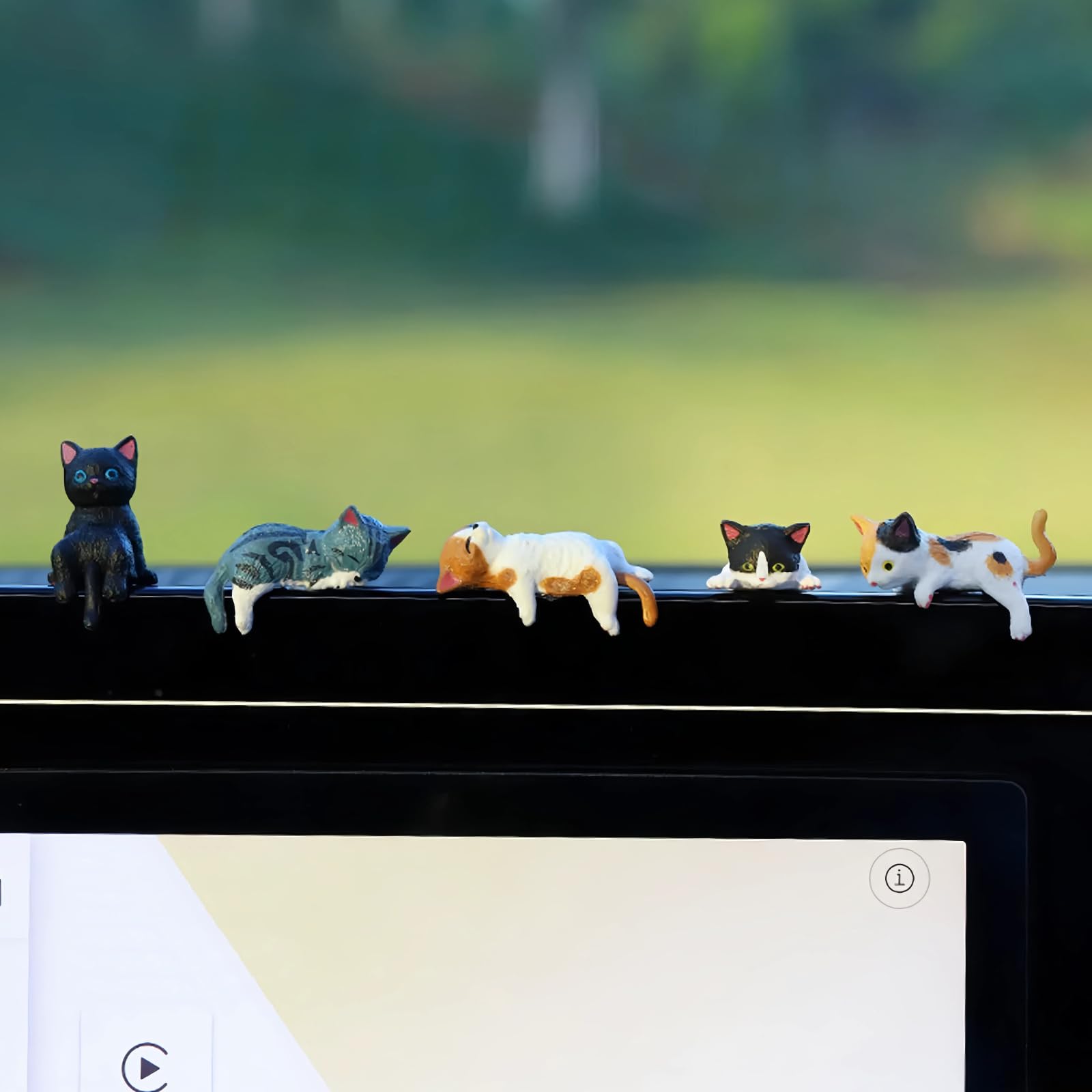 Cat Car Interior Accessories Dashboard Decorations Set of 5 Cute Car Dash Decor Rearview Mirror Ornament for Women — view 7