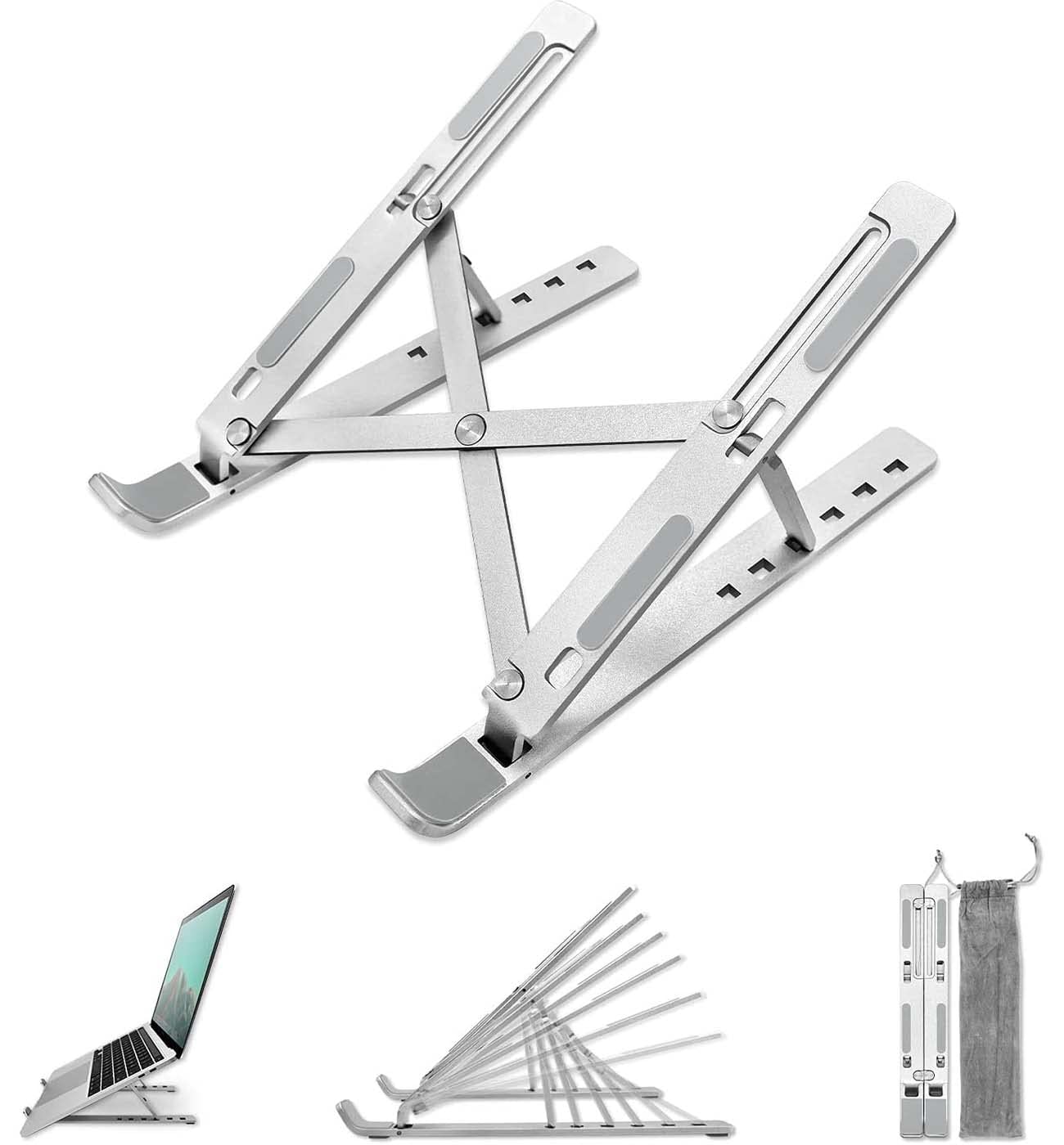 Sounce Laptop Stand, Fold-Up, Adjustable, Ventilated, Aluminum Foldable Laptop Ergonomic Compatibility with up to 15.6-inch(39.6cm) Laptop, All Mac, Tab, and Mobile (Silver) (B09T6HKZD5) Amazon Price History, Amazon Price Tracker