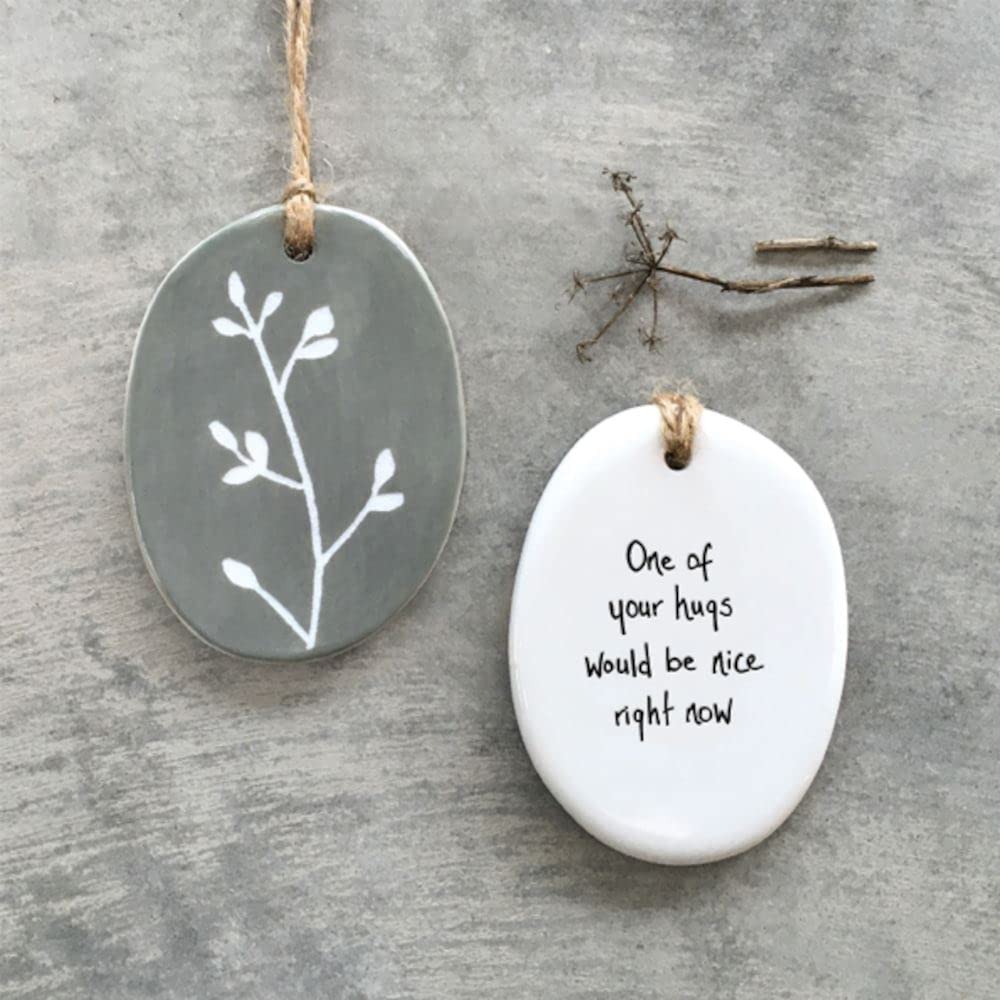 East Of India Porcelain Hanger 'One Of Your Hugs', Hanging Porcelain Gift, Home Decoration, Friendship Gift, Thinking Of You Keepsake