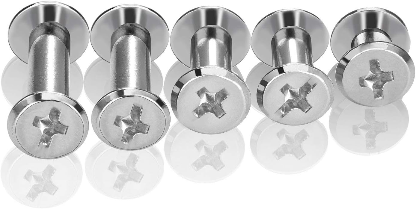 Pangda 80 Set Chicago Binding Post Screw Assorted Kit Metal Round Cross Head Stud Screw Post Nail Rivet Chicago Button for DIY Leather Decoration Bookbinding