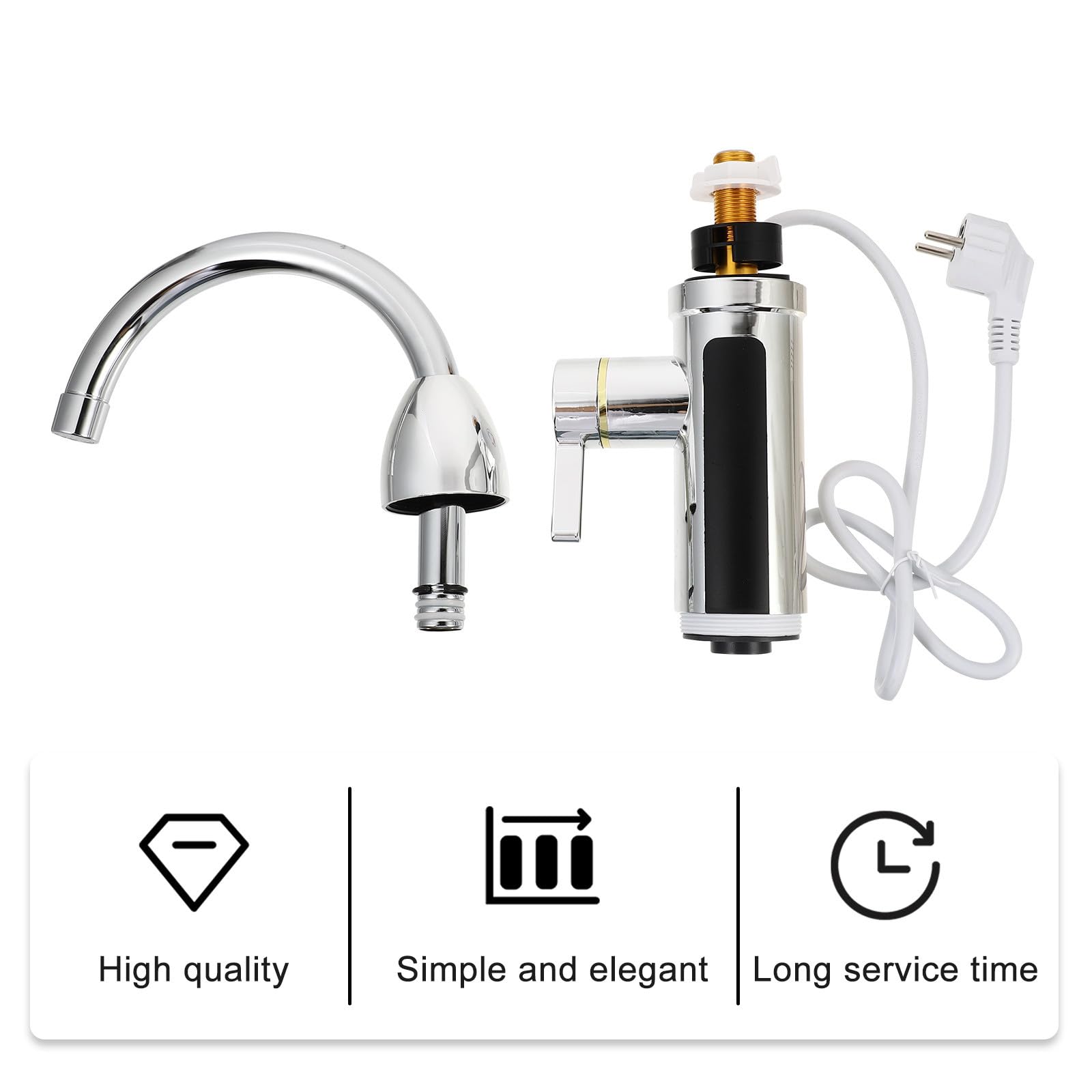 MAGICLULU Grifo Eléctrico de Agua Caliente Pantalla Digital, Calentador Instantáneo 3kw para Cocina y Hogar, Diseño Ergonómico en Acero Inoxidable y Plástico