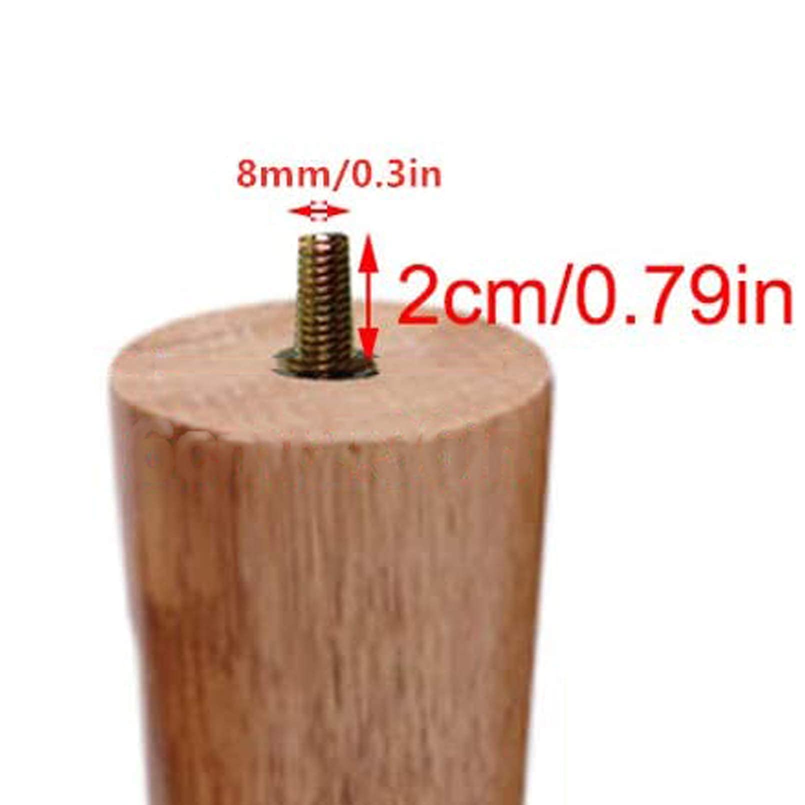 Gambe per Divano in Legno, mobili in Gomma, Piedini per Divano in Legno, Sostituzione Solida per Poltrona, armadietti per Pouf, cassettiera, Colore con Stelo filettato M8, Cono Dritto (10