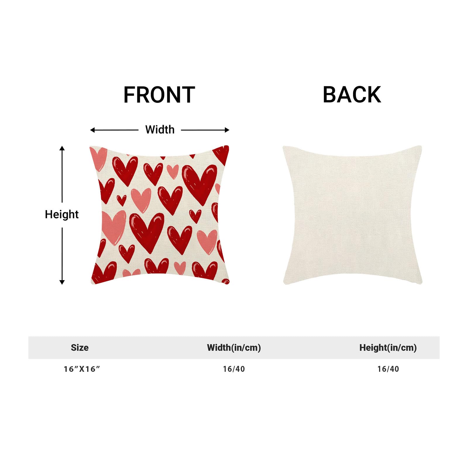 Set Mit 2 Valentinstags-Kissenbezügen Mit Herzen - 40x40 Cm, Rot, Aus Polyester-Leinen
