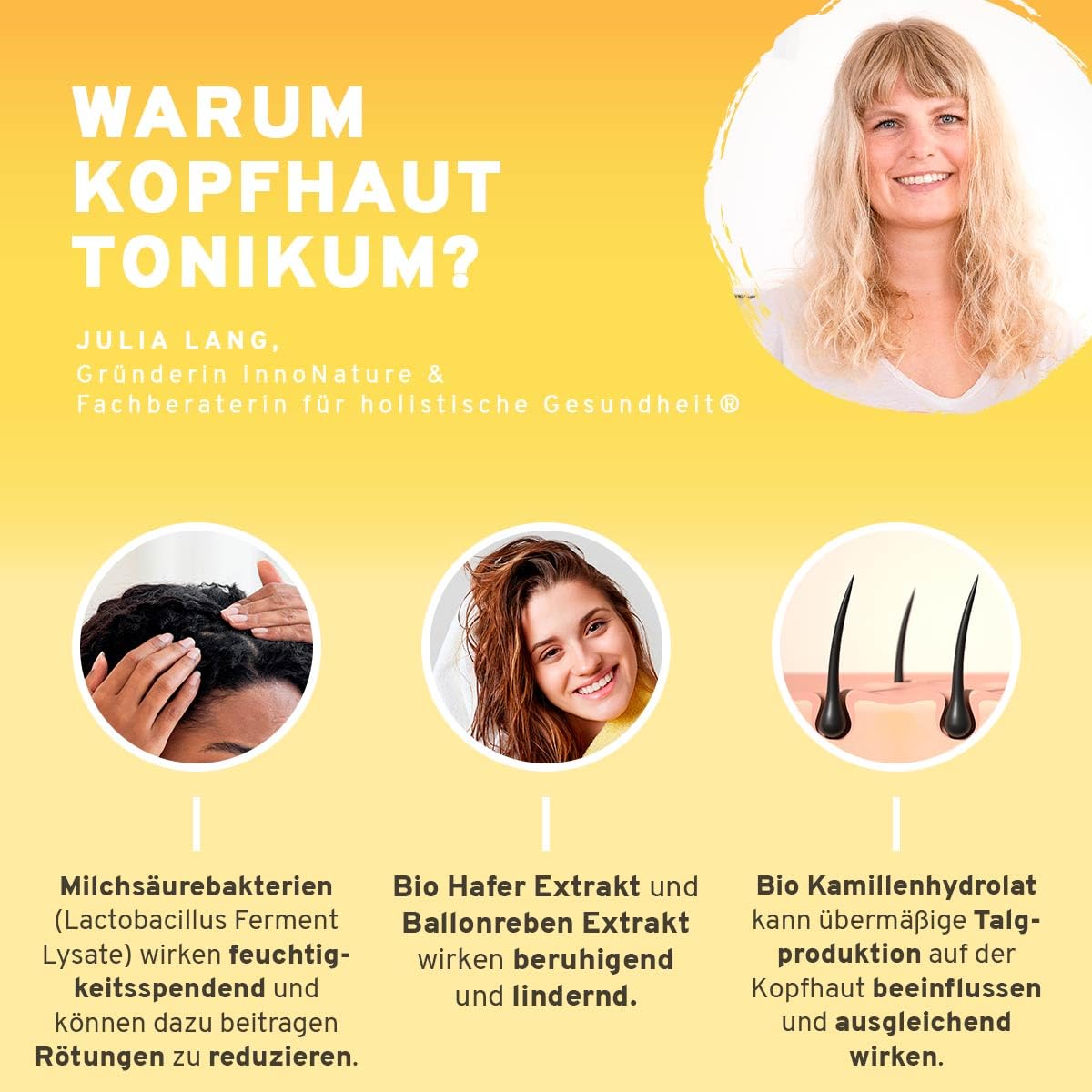 InnoNature Kopfhaut Tonikum für sanfte Pflege bei irritierter, trockener und schuppiger Kopfhaut | 100ml