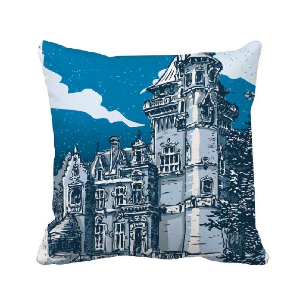 Housse de coussin château médiéval taie d'oreiller chevalier d'Europe déco salon