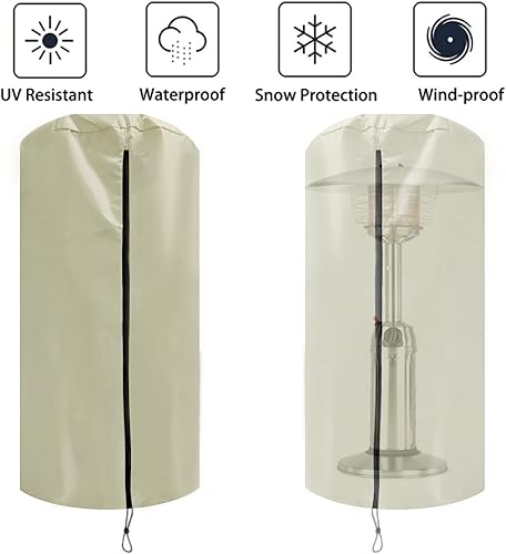 Miniatura 3 de Cubierta de calentador de mesa resistente, 38 pulgadas de alto x 24 pulgadas de ancho x 24 pulgadas de profundidad, calentador de patio redondo con