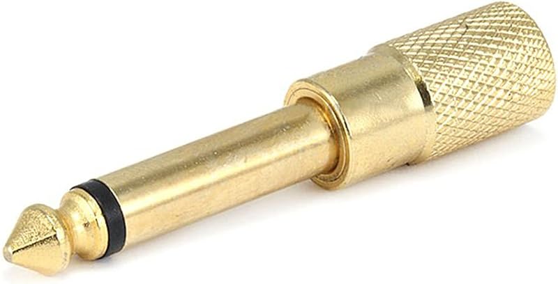 Metal 6.35mm (1/4 Inch) Mono Plug to 3.5mm Stereo Jack Adaptor - Gold Plated