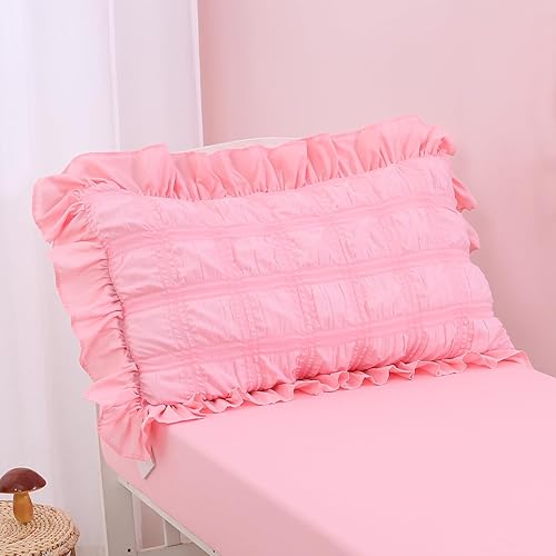 Miniatura 7 de Cloele Juego de ropa de cama de 4 piezas para niñas  Juego de sábanas para niños pequeños de sirsaca sólido con flecos con volantes, incluye