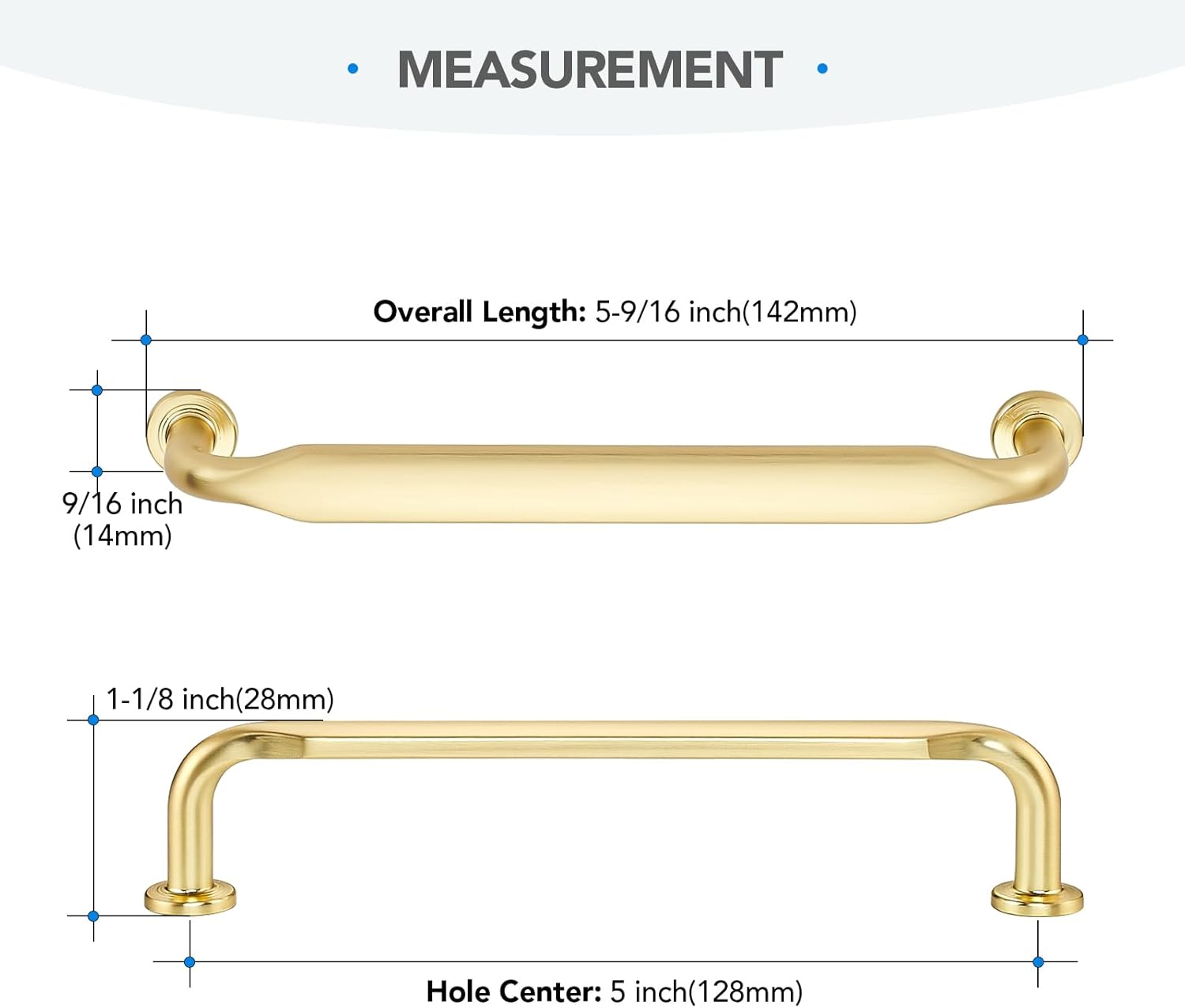 HOME EDIT 20 Pack 5 Inch Brushed Gold Cabinet Handles Solid Zinc Alloy Pulls for Kitchen, Bathroom, Dresser & Closet Cabinets Hardware