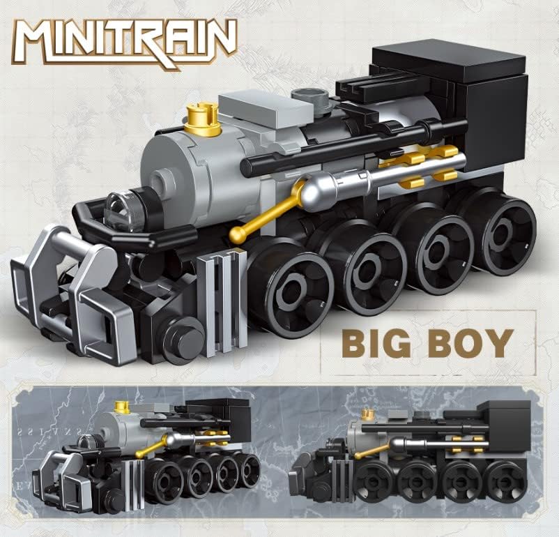 Apostrophe Games 6 in 1 Steam Trains Building Block Set – 463 Pcs – Variety of 6 Trains, Unique Retro Style Model Set, Engineering & Construction Toys for Kids and Adults