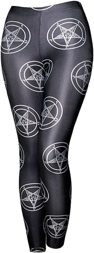 QZUnique Halloween Leggings for Women - Full-Length Printed Legging Footless Elastic Yoga Pants Outfit, Regular and Plus Size