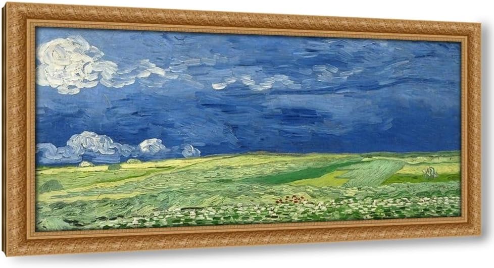 ArtDirect Wheatfield Under Thunderclouds 18x11 Gallery Wrapped Canvas Museum Art by van Gogh, Vincent