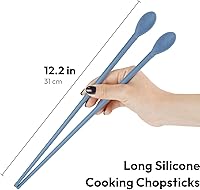Vista 2 de Carrotez Palillos de cocina de silicona, palillos largos (12 pulgadas) reutilizables para cocinar, resistentes al calor, sin arañazos, suaves