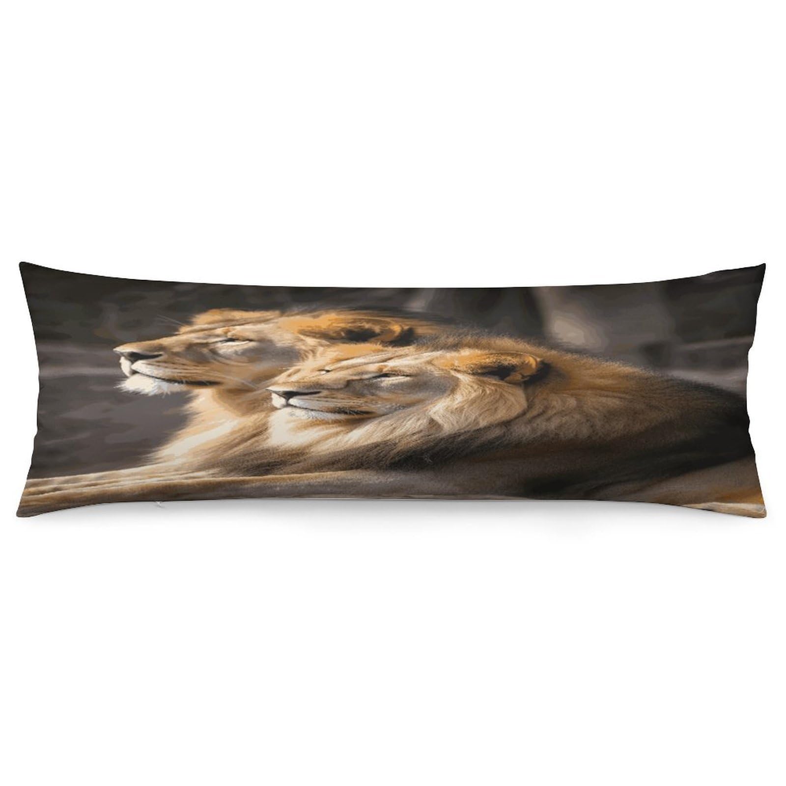 Two Lions Body Pillow Cover Luxury Long Body Pillow Pillowcase with Hidden Zipper Breathable Soft Cozy Pillow Case Wrinkle Fade Resistant Pillowcase 20''×54''