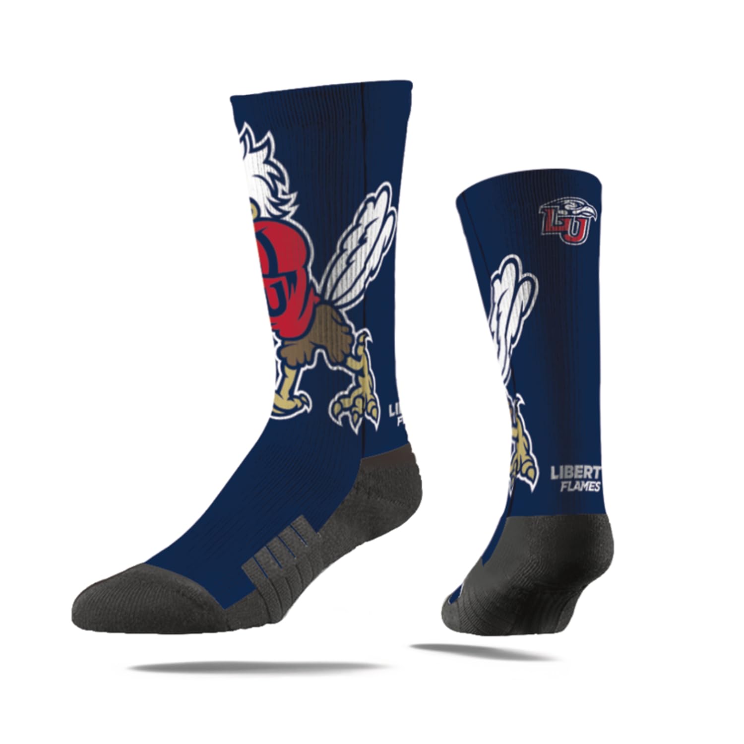 Strideline Liberty University Premium Mascot NCAA Licensed Crew Socks - Navy (M-L)