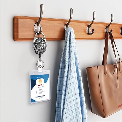 Miniatura 4 de SAVORI Paquete de 2 soportes retráctiles con clip para cinturón, soporte para tarjetas de identificación, llavero con diamantes de imitación,