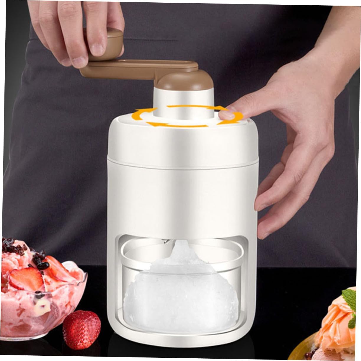Hand Crank Portable Manual Ice Shaver for Home Use Compact Easy to Use for Making for Drinks and Desserts