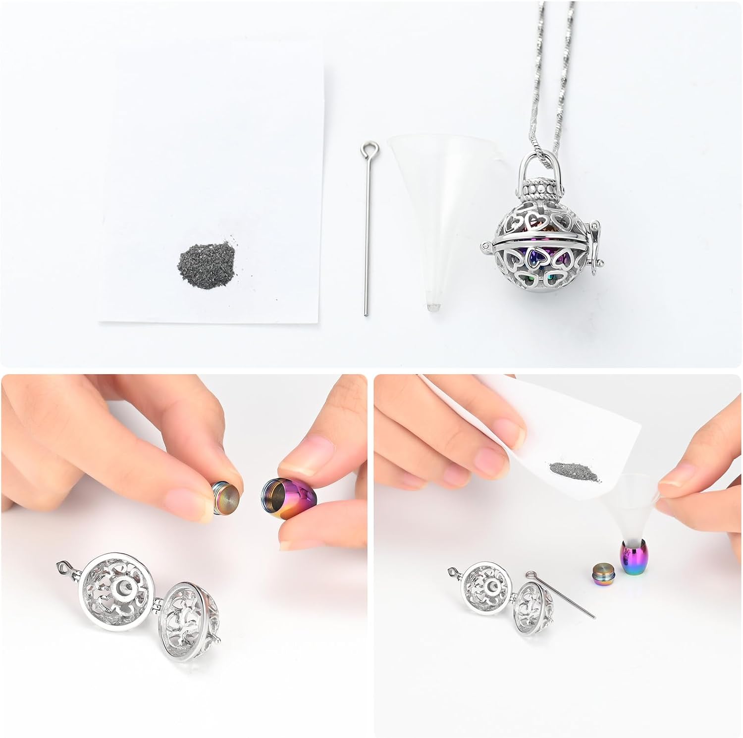 Yinplsmemory Cremation Jewelry Heart Urn Locket Pendant with Mini Keepsake Jar Urn Necklace for Ashes Memorial Jewelry