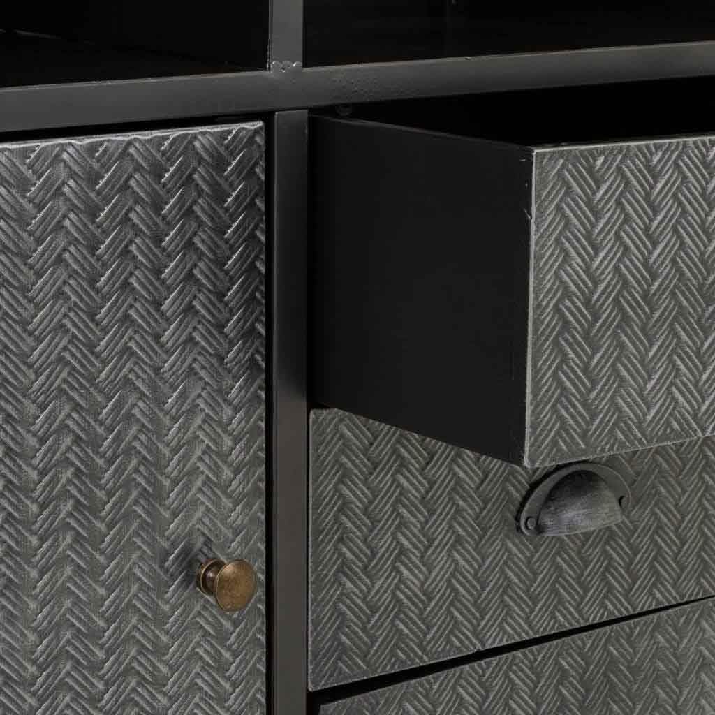 WANDERLUST DECO Aparador de Metal y Madera Negro 121,5x36x82,5
