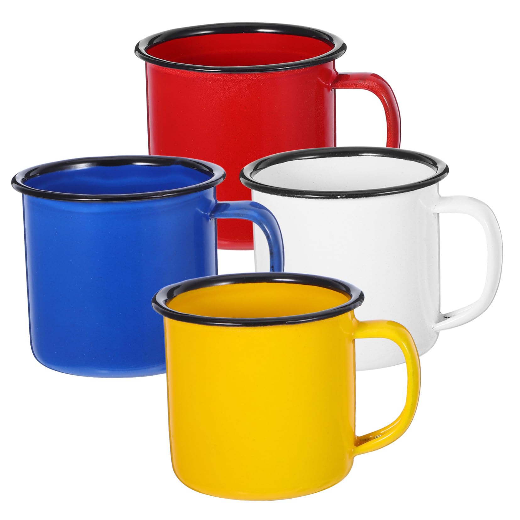 Toyvian Juego de 4 Tazas de Esmalte Retro para Camping y Oficina, Estructura Resistente y Fácil de Limpiar, Estilo Simple y Tradicional para Familias