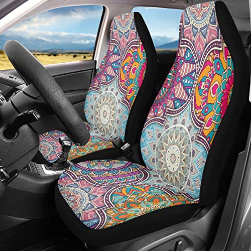 Toaddmos Bohemian Colorful Mandala Patchwork Car Seat Covers Bucket Front Seats Protector,Universal Fit Cars,Sedan,Suv #TOP1