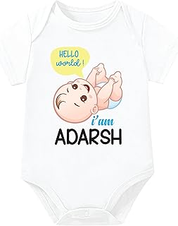 Lillypupp Customised Name Cotton Romper For New Born Baby Boy Girl. Personalised Bodysuit Body Suit For Infant Toddler (0-...