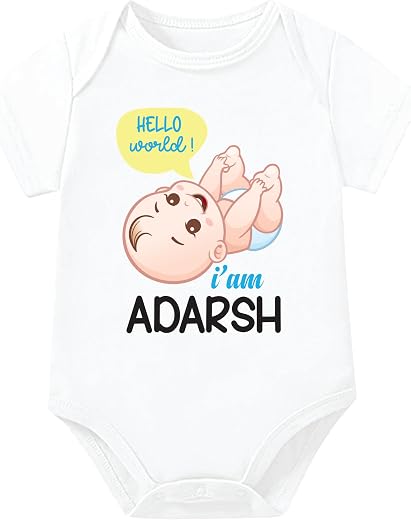 Lillypupp Customised Name Cotton Romper For New Born Baby Boy Girl. Personalised Bodysuit Body Suit For Infant Toddler (0-...