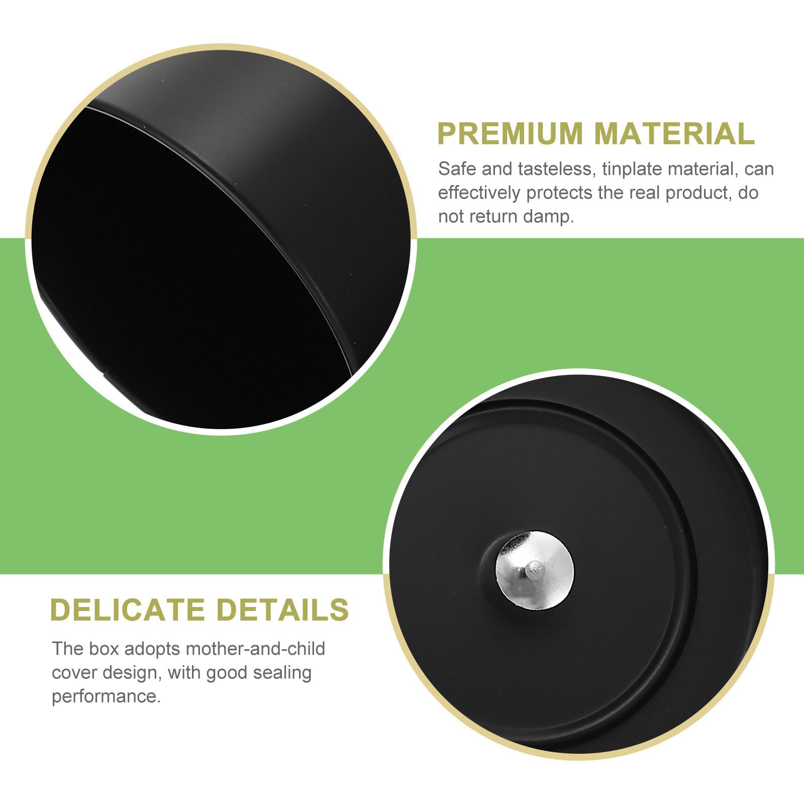 Tofficu Recipiente para Té Doméstico de Hojalata Negro Función de Sellado y Almacenamiento para Cocina y Escritorio de Estilo Simple