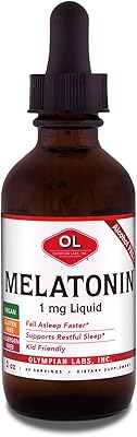 Olympian Labs Liquid Melatonin 1mg, 2 Ounce, Fall Asleep Naturally, Alcohol Free