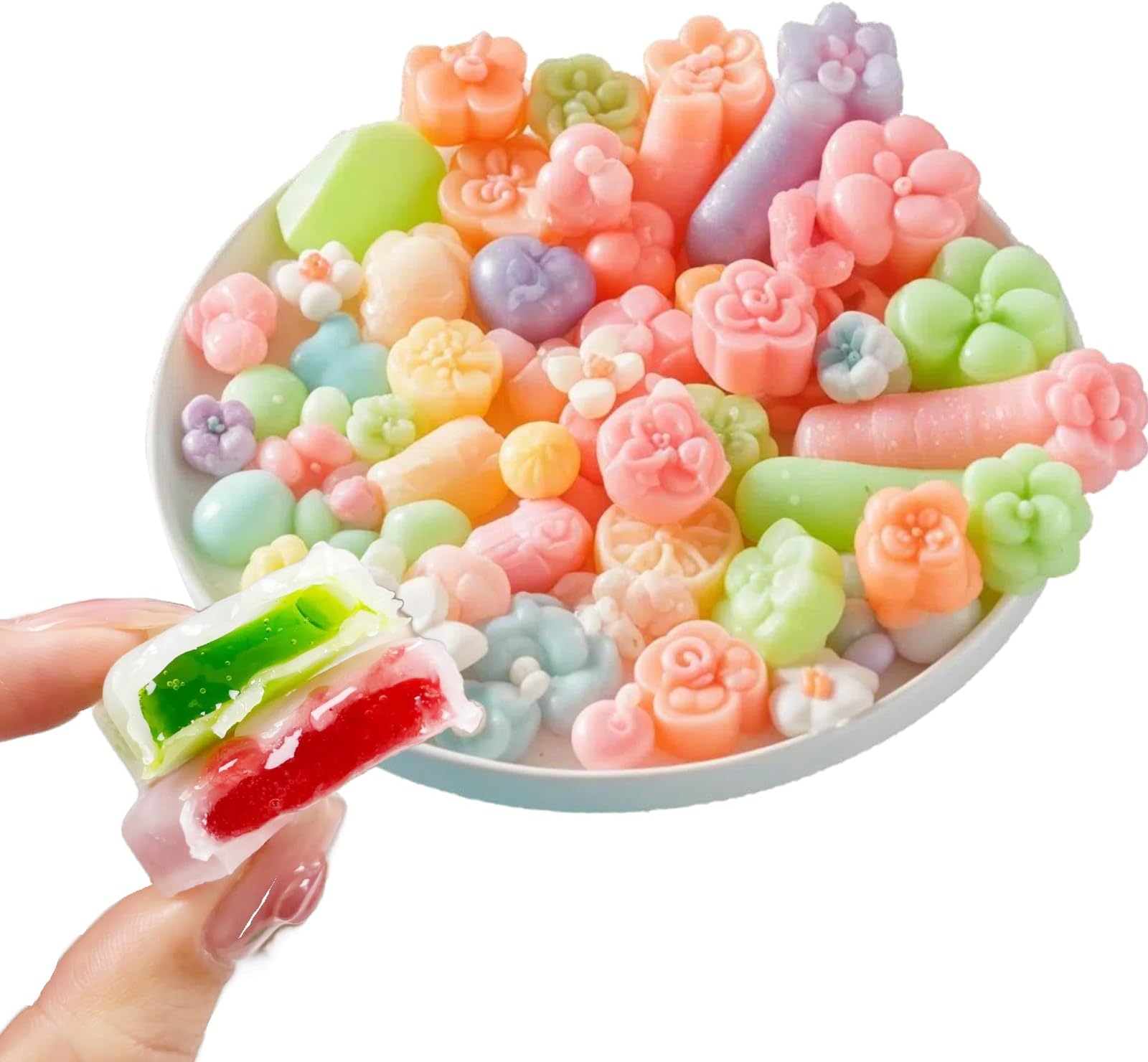 Chewy Wax Candies with Sweet Syrup Center 7.05oz, Mixed Fruit Flavors, Multiple Shapes, For Social Events (200g)