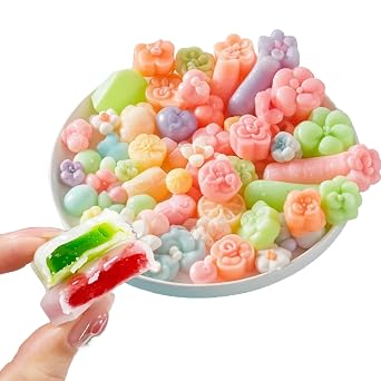 Chewy Wax Candies with Sweet Syrup Center 7.05oz, Mixed Fruit Flavors, Multiple Shapes, For Social Events 200g