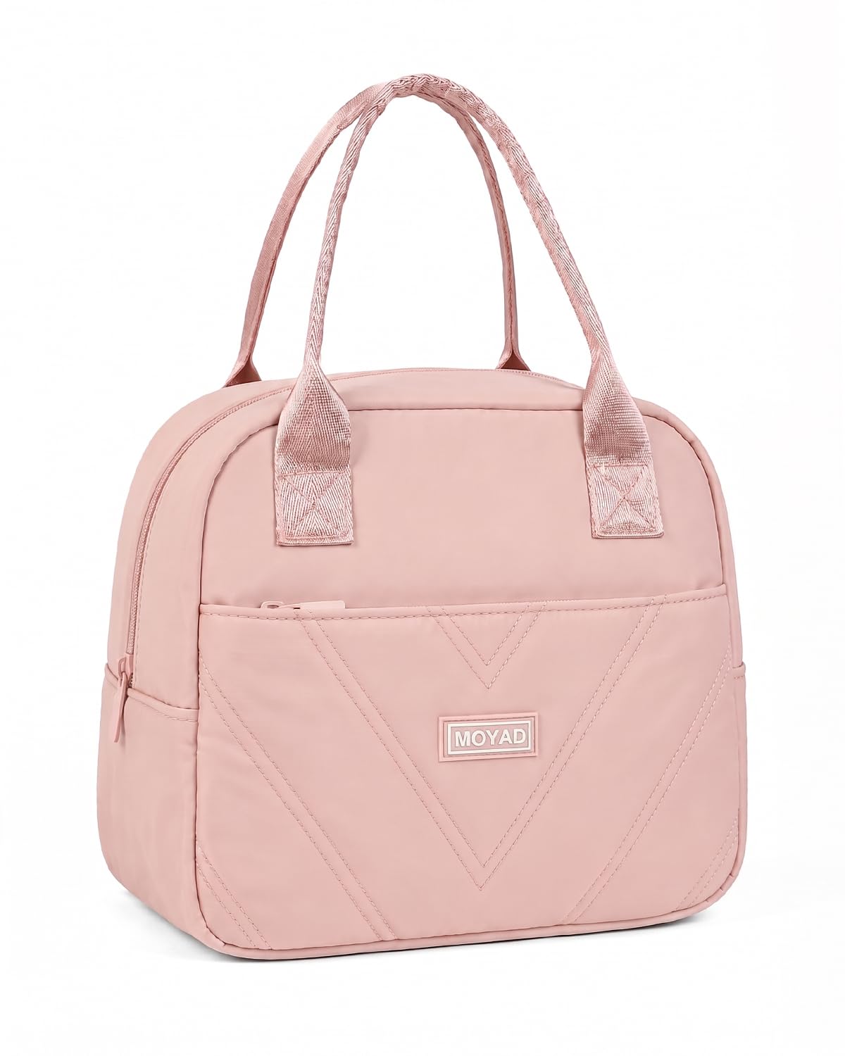 Moyad Lunch Bags for Women Quilted Insulated Cooler Tote Thermal Pink