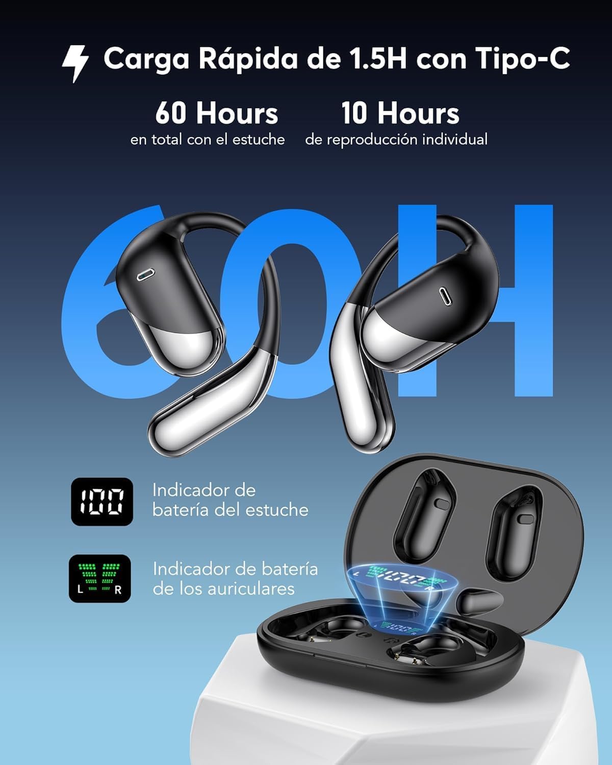 Paekole Auriculares Traductor en Tiempo Real con IA, Traductor Instantáneo de Voz 198 Idiomas, Auriculares Traductores Inalámbricos Abiertos 3 en 1, Bluetooth 6.1, 60H Batería para Reuniones y Viajes