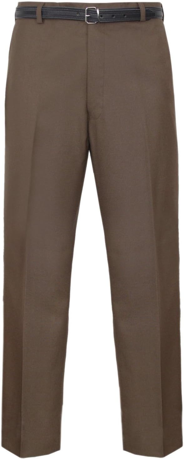 Mens Trousers Formal Casual Business Office Work Home Smart Dress Straight Leg Flat Front Everpress Pockets Pants Plus Big King Sizes 30-50