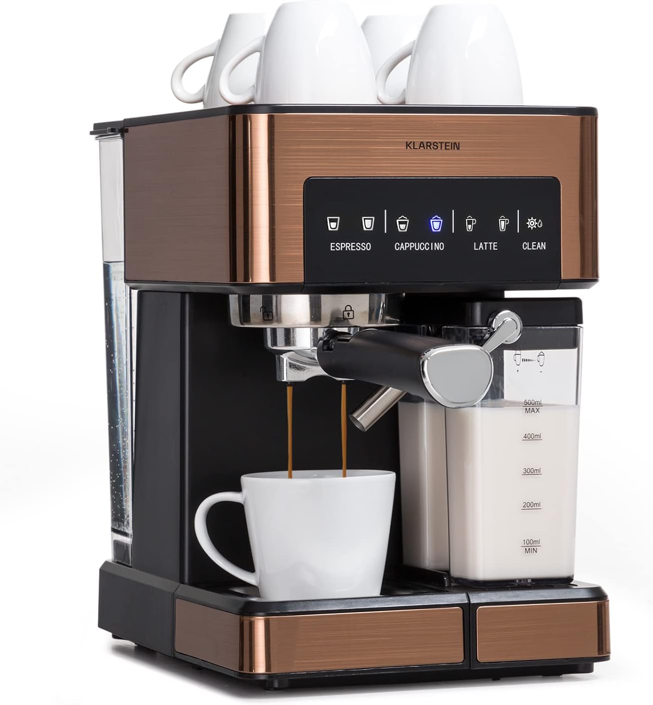Klarstein 1.8L Coffee Machines with Milk Frother, 20 Bar Espresso