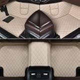 Custom Car Floor Mats for Mitsubishi Eclipse Cross 2018-2024 PU Leather Waterproof Protection Floor Liners Full Covered All Weather Carpet Mat Set Non-Slip,Beige, normal