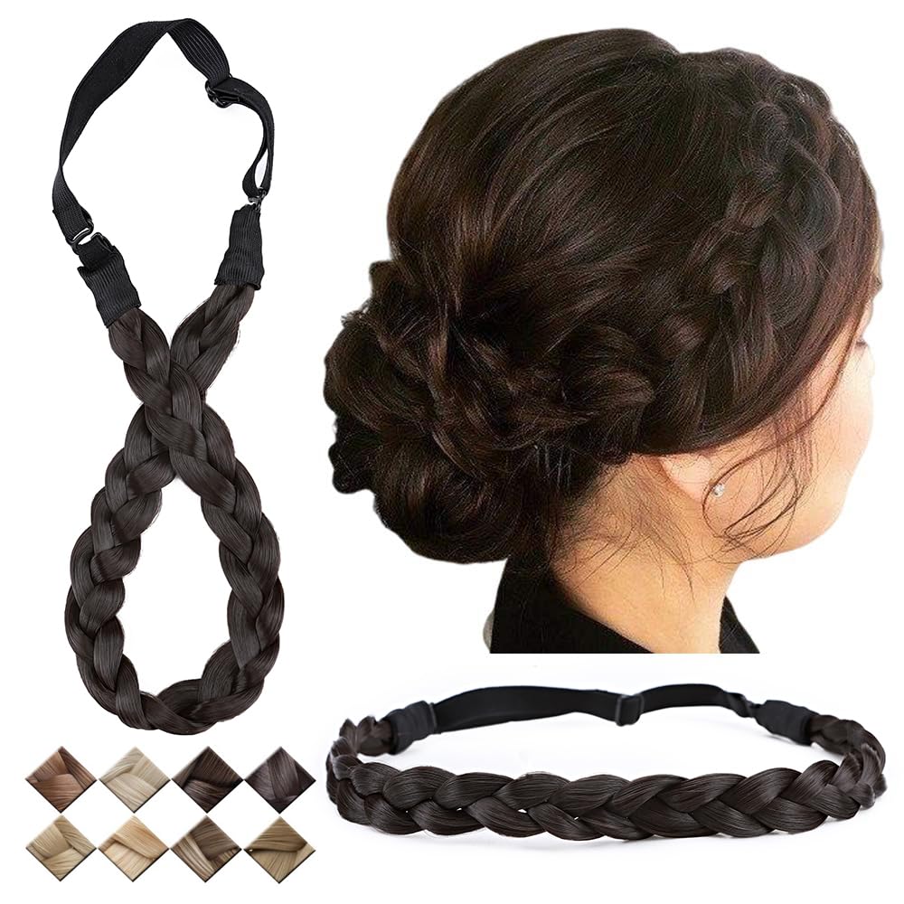 STHEJFB Diadema Trenzada De 2 Y 3 Hebras, Combinaciones, Desordenada, Ancha, Esponjosa, Elástica, Diadema Trenzada, Accesorio De Belleza Para Mujeres Y Niñas (rubio Miel Emitido