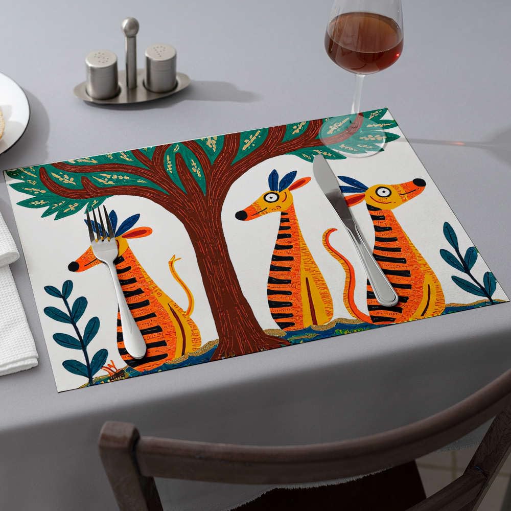 Lot de 6 sets de table cuisine salle à manger girafe colorée