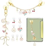 NBEADS 2 Pcs Charm Chains for E-Reader and 7 Pcs Type C Charm, Heart Flower E-reader Phone Charms Dust Plug Charm Bracelets Accessories for Book Lover Readers Men Women - 1