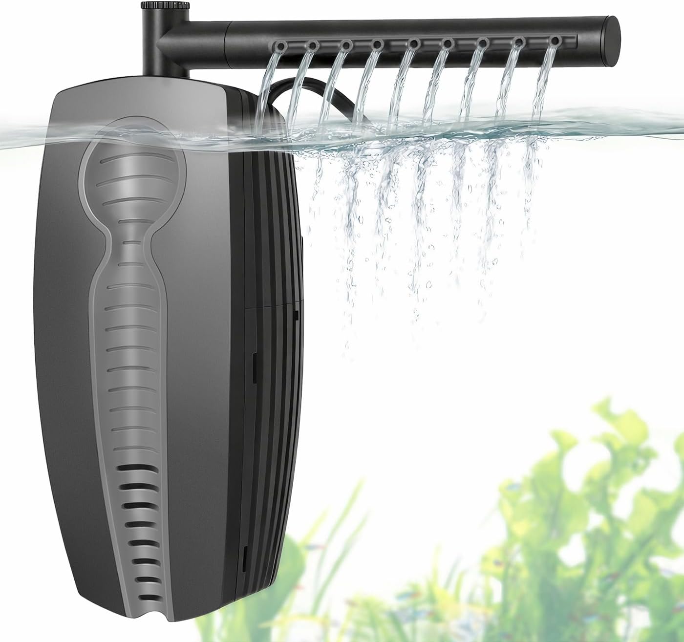 8W Adjustable Fish Tank Filter, Submersible Quiet Aquairum Internal Filter for 30L-180Litres Fish and Turtle Tank