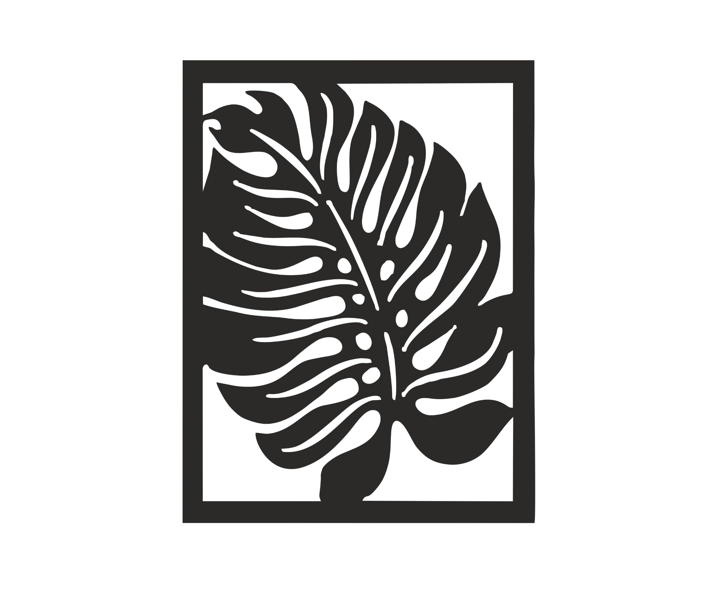 Decor Bunch Leaf Wall Art, Wall Hanging Decoration Item For Living Room,Dinning room stairs,office, drawing room, Black Acrylic Laser cut, Size (12"x9") Monstera, Plant Style-1V (Style-3)-picture-32