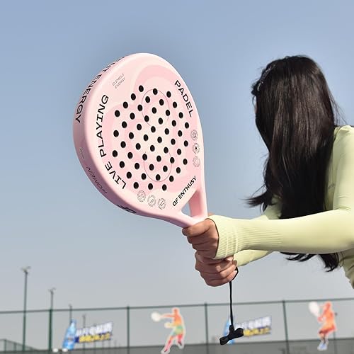 Miniatura 3 de Pala de pádel para mujer, fibra de carbono - Raqueta de pádel ligera, serie Pádel, rosa, raqueta para principiantes