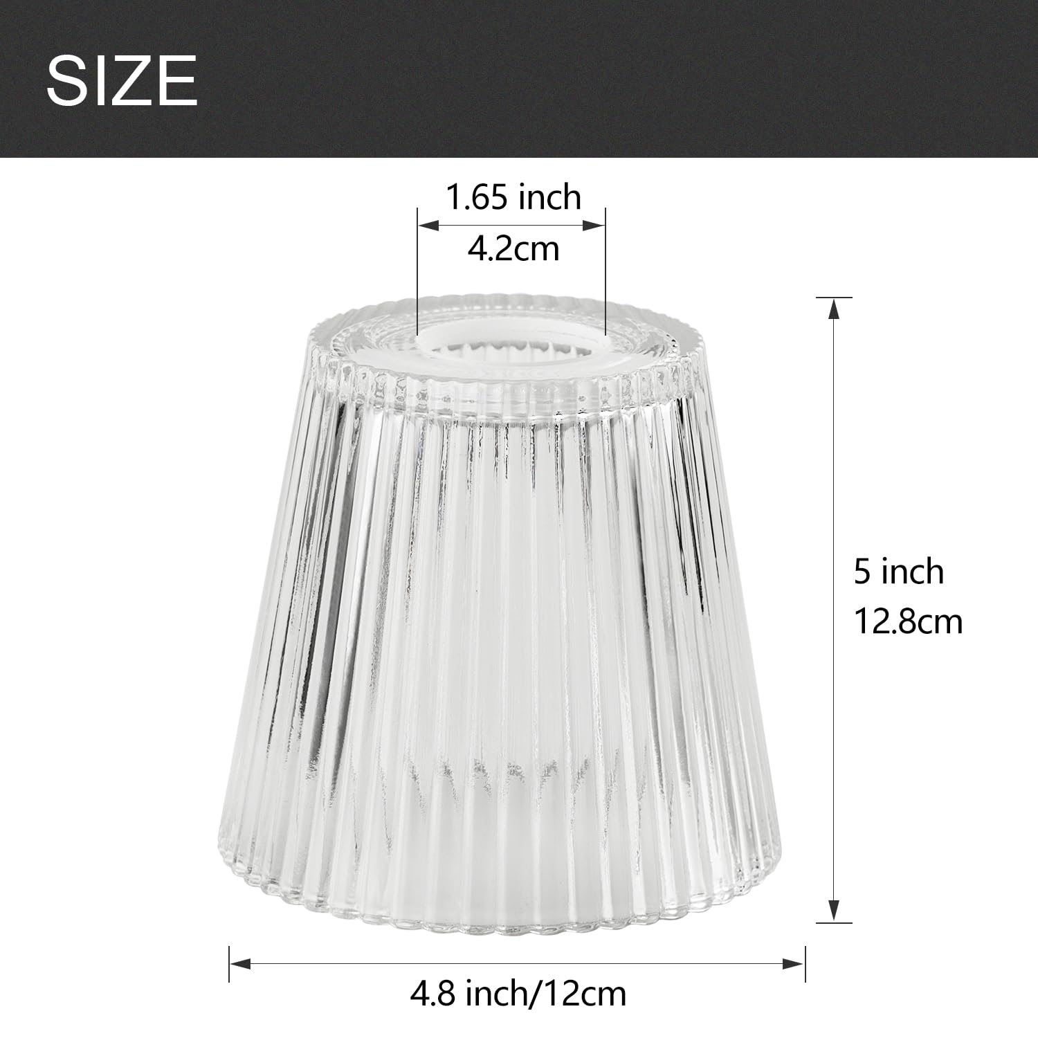 Paquete de 3 cubiertas de pantalla de vidrio transparente, 5 pulgadas de altura, 4.8 pulgadas de diámetro, 1.65 pulgadas de ajuste, pantalla de cristal transparente a rayas de repuesto para