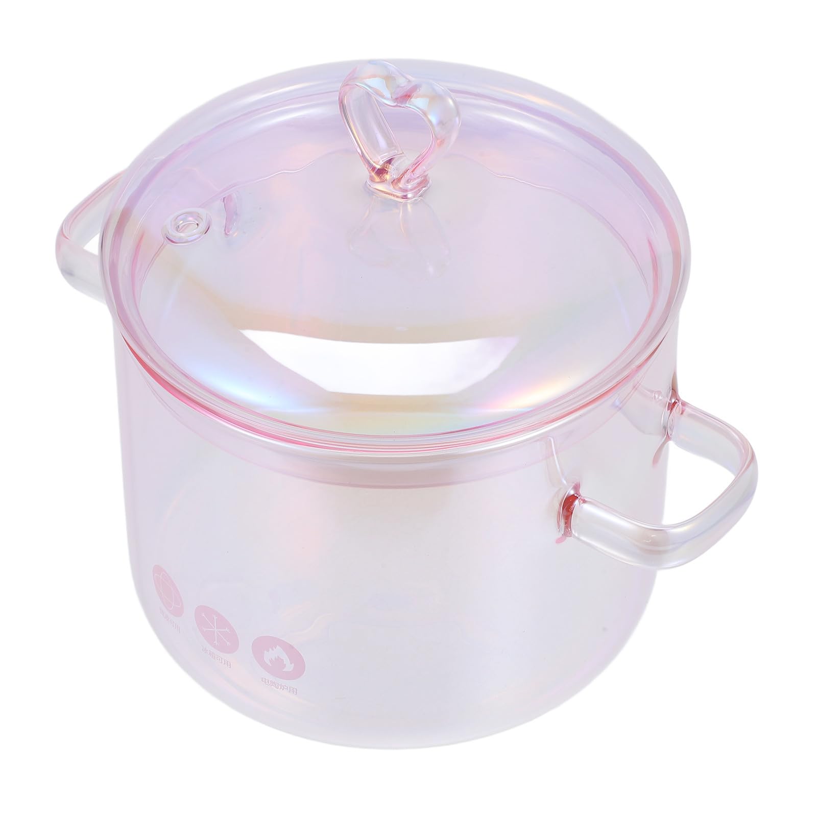 ERINGOGO Casserole en verre avec couvercle poignée - 1. 5 L/50 Oz Casserole avec couvercle en verre Ustensiles de cuisine en borosilicate Pot à soupe transparent - Rose