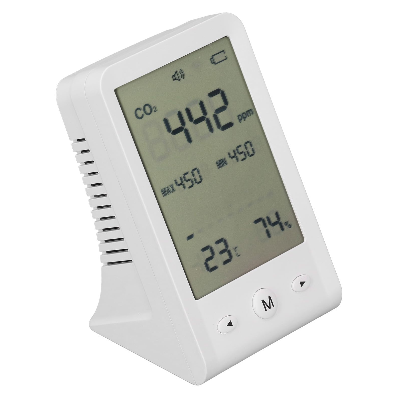 Monitor de CO2, Detector de CO2 Multifuncional, Termómetro Higrómetro con Alarma, para Medidor de Calidad del Aire Interior, Hogar, Oficina, Aula