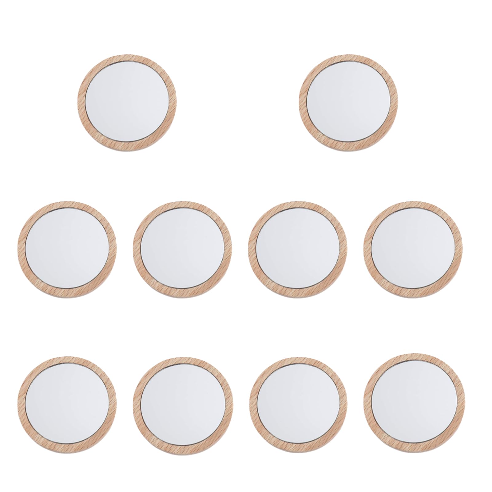 10 pezzi Specchio Rotondo Piccolo, Specchi per il Trucco Specchi Portatili, per Uso Quotidiano, Trucco, Viaggi (Colore del Legno)